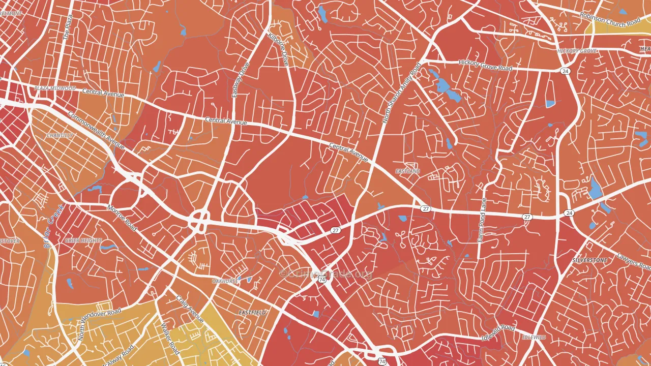 Eastway-Sheffield Park, Charlotte, NC Map of Murder Rates