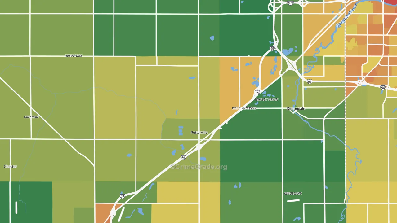 Eaton County, MI Map of Murder Rates
