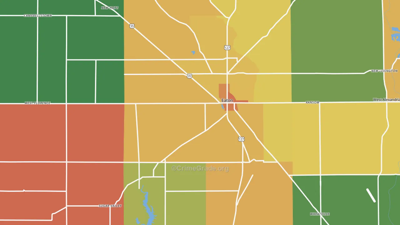 Eaton, OH Map of Murder Rates