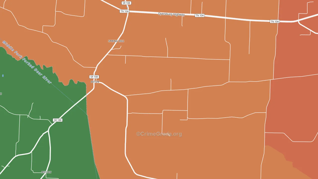 Eaton, TN Map of Murder Rates