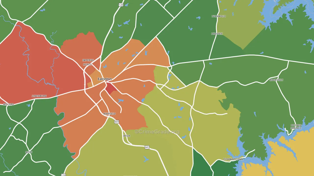 Eatonton, GA Map of Murder Rates