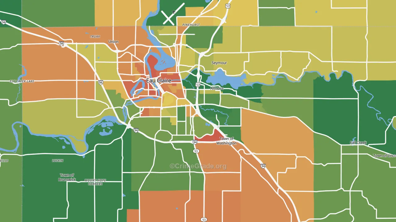 Eau Claire County, WI Map of Murder Rates
