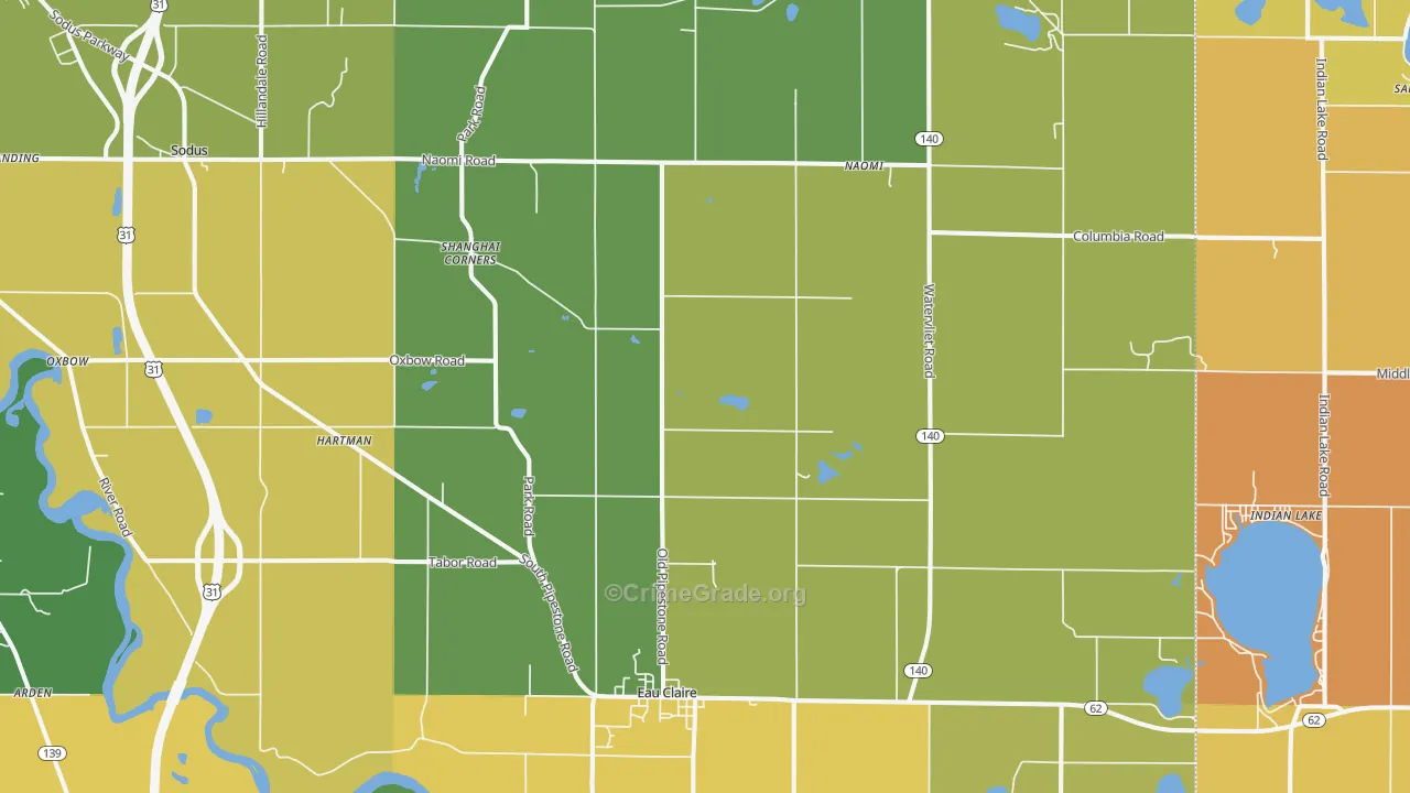 Eau Claire, MI Map of Murder Rates