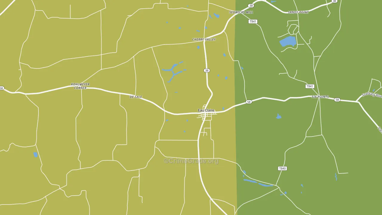 Eau Claire, PA Map of Murder Rates