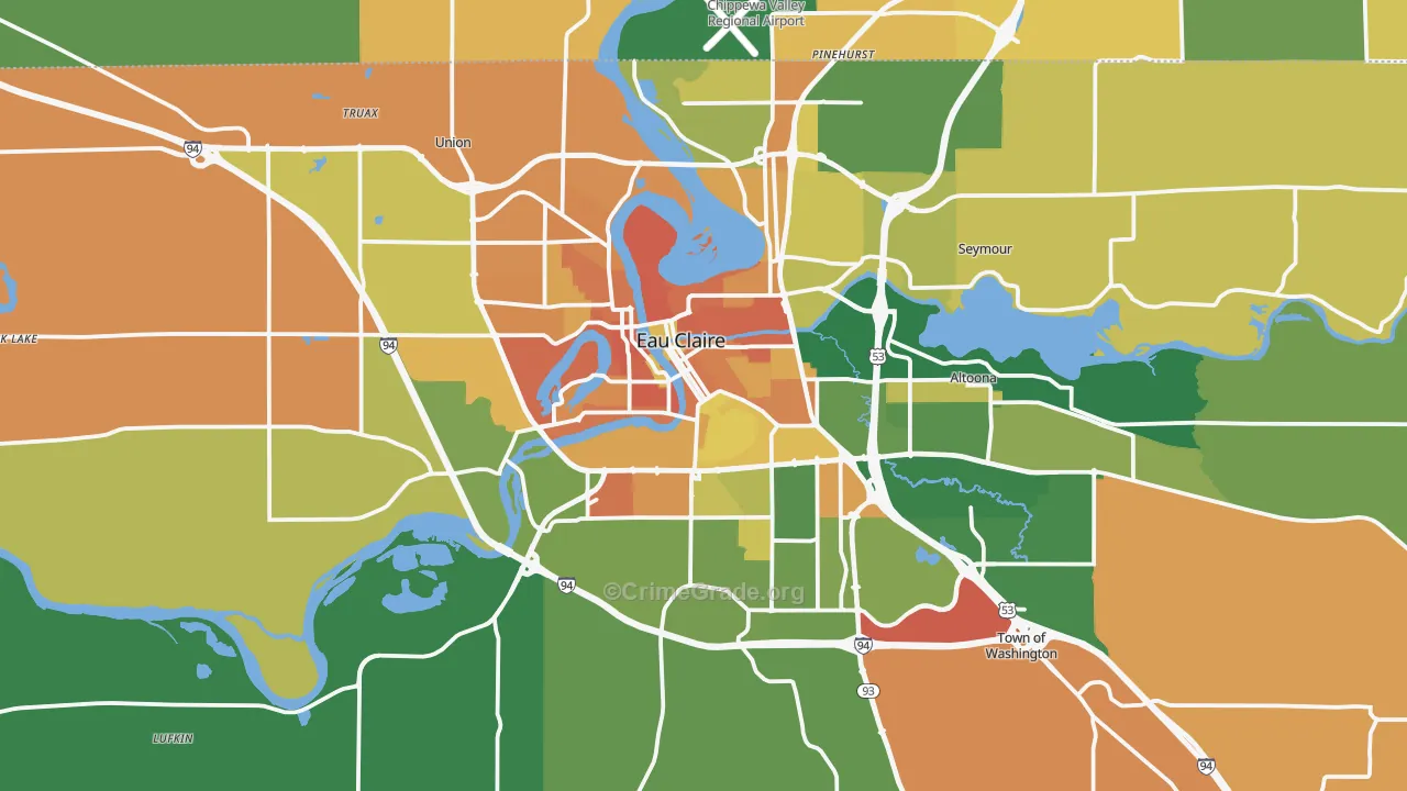 Eau Claire, WI Map of Murder Rates