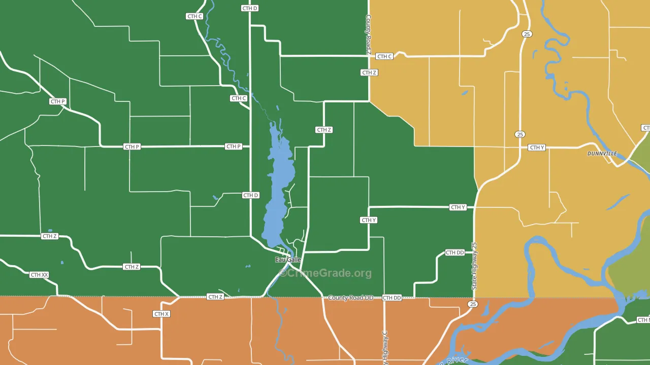 Eau Galle, WI Map of Murder Rates