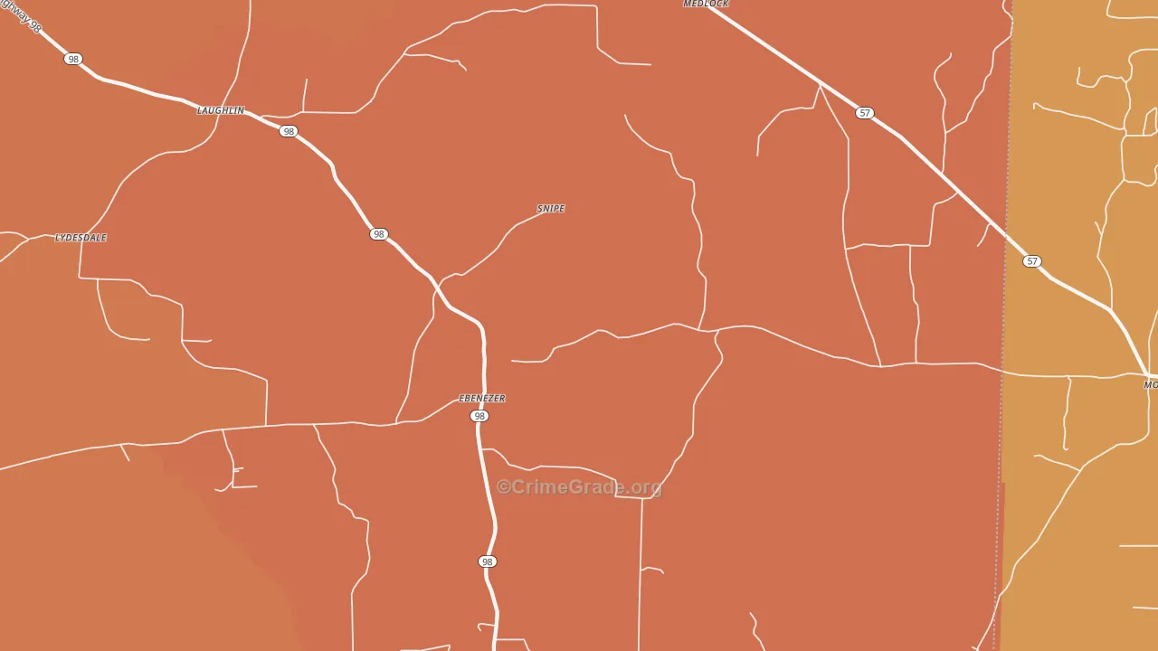 Ebenezer, AR Map of Murder Rates