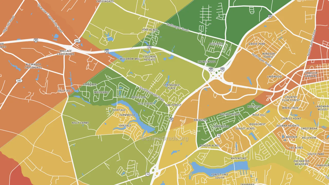 Ebenezer, SC Map of Murder Rates