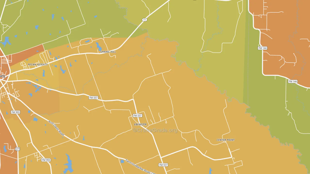 Ebenezer, TX Map of Murder Rates