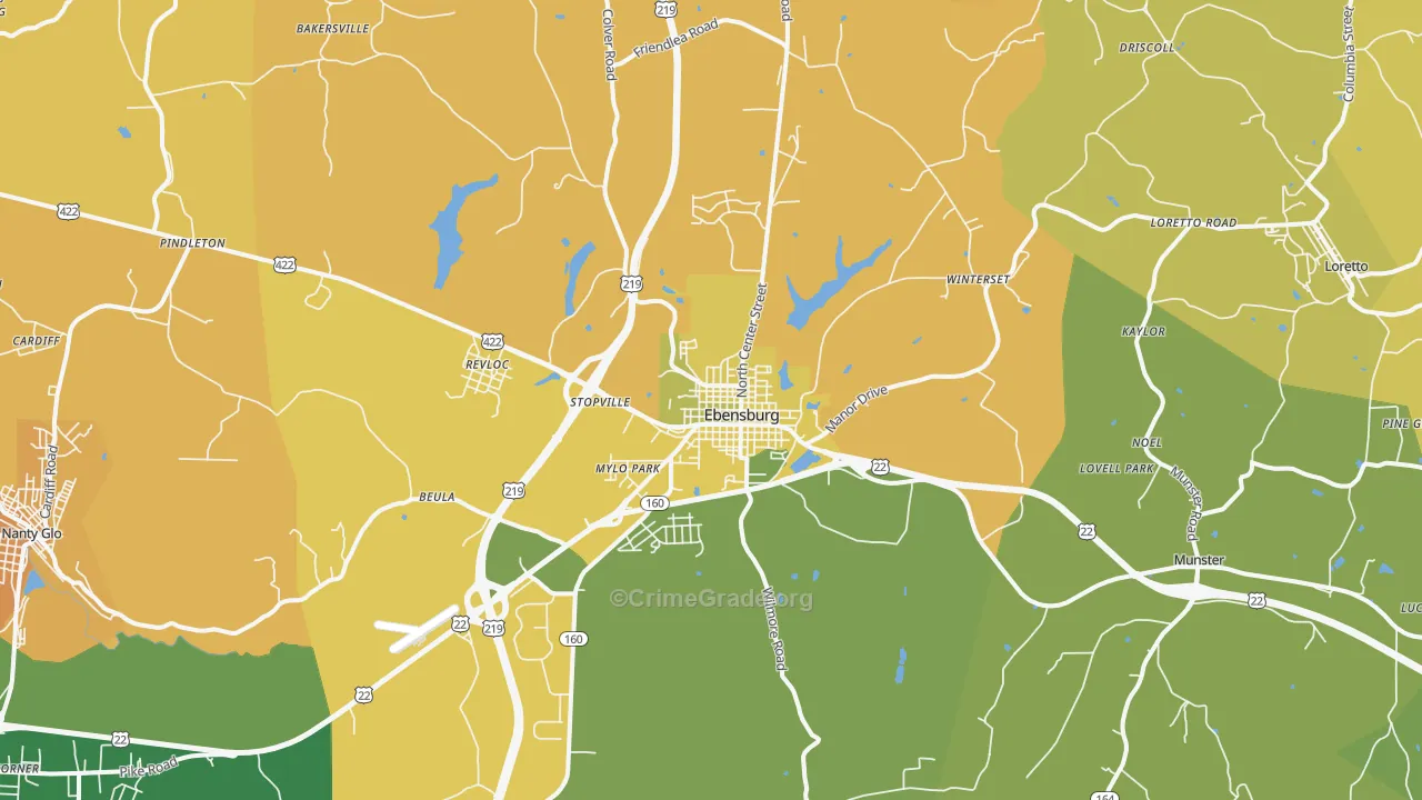 Ebensburg, PA Map of Murder Rates