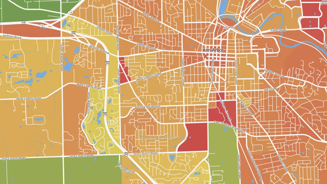 Eberwhite, Ann Arbor, MI Map of Murder Rates