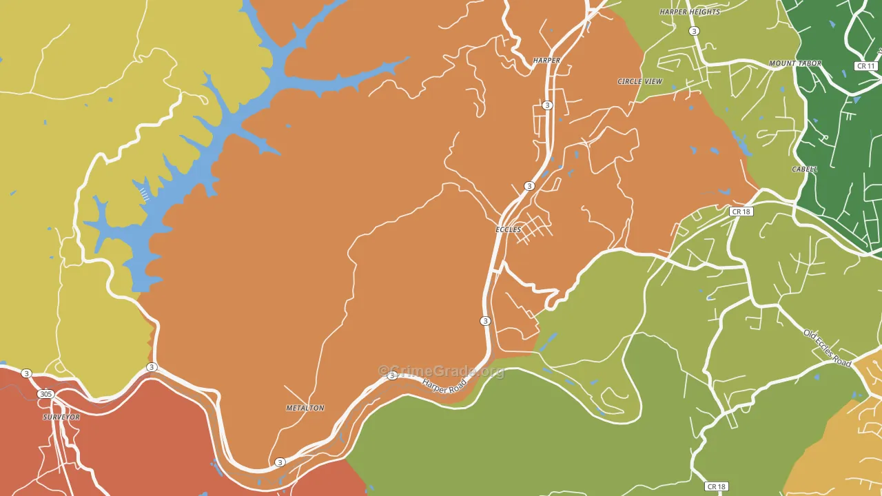Eccles, WV Map of Murder Rates