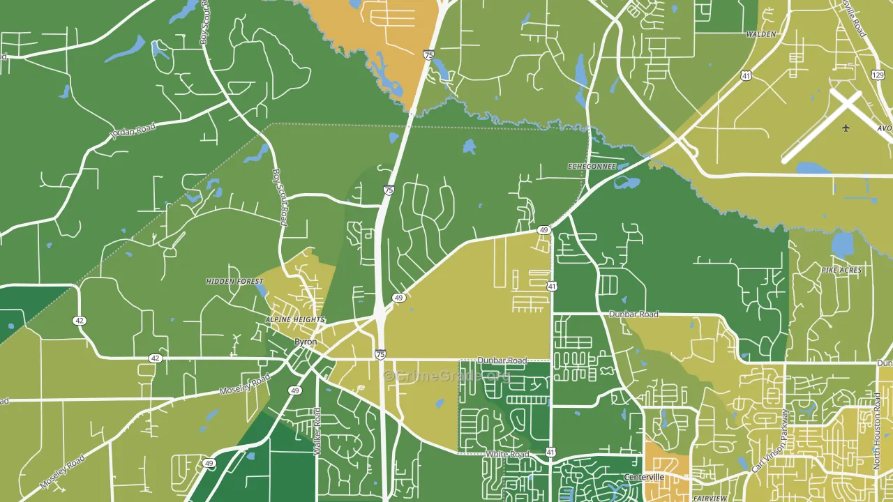 Echeconnee, GA Map of Murder Rates