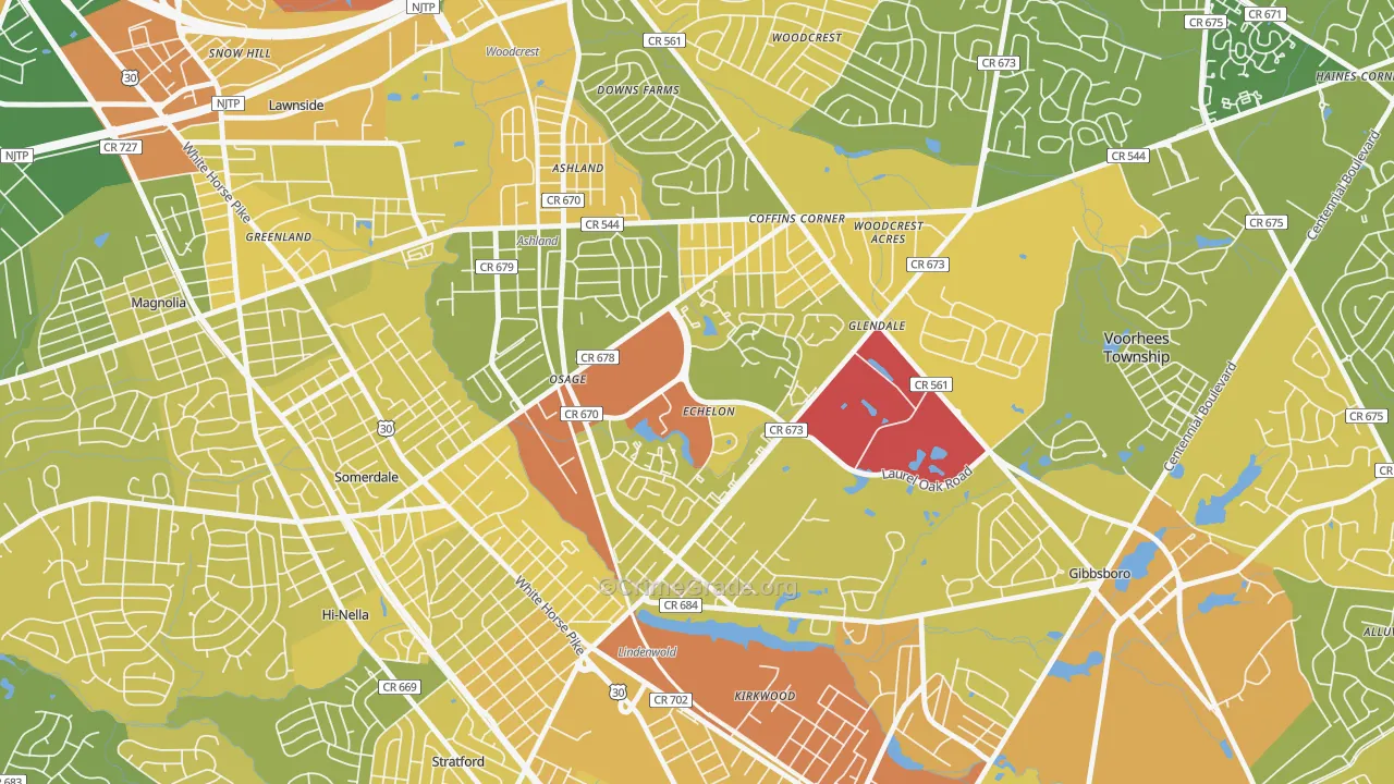 Echelon, NJ Map of Murder Rates
