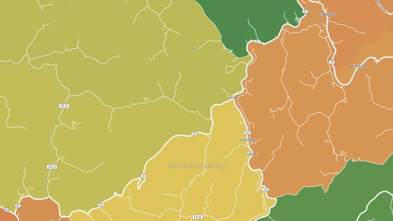 Echo, WV Map of Murder Rates