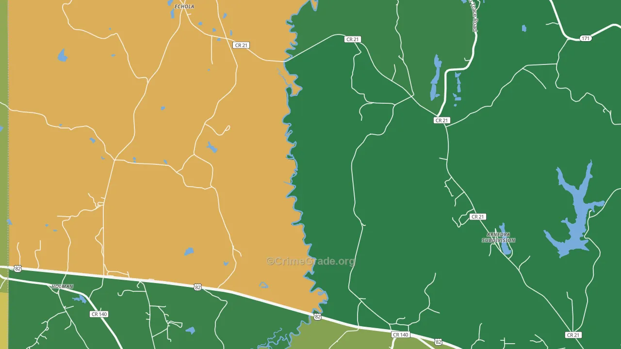 Echola, AL Map of Murder Rates