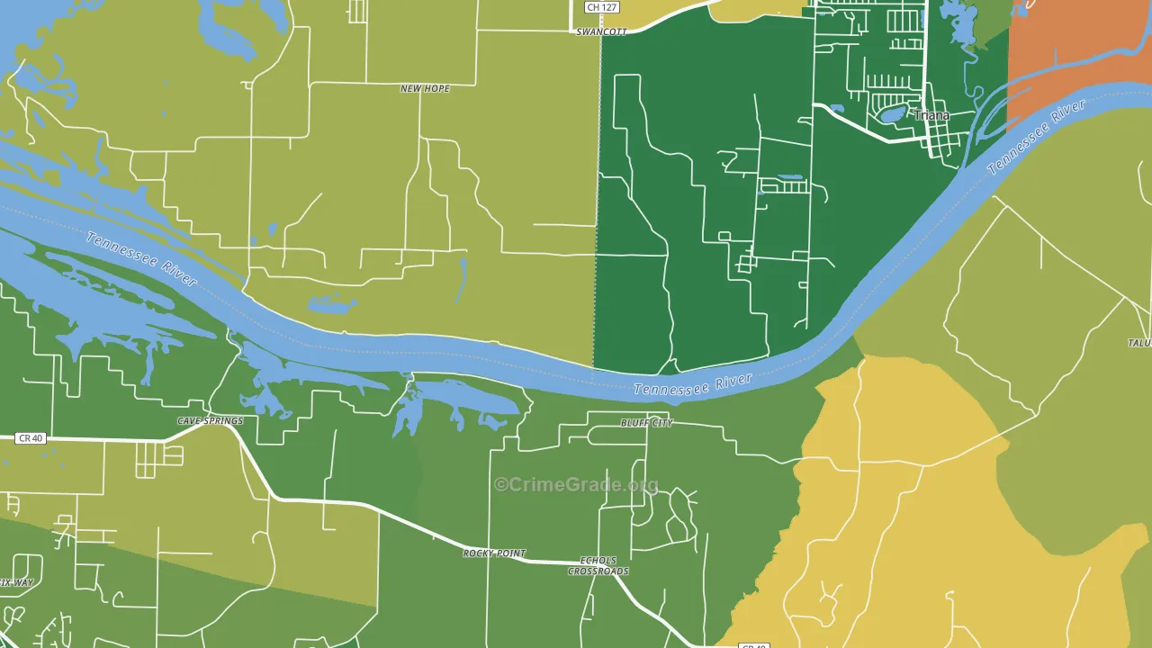 Echols Crossroads, AL Map of Murder Rates
