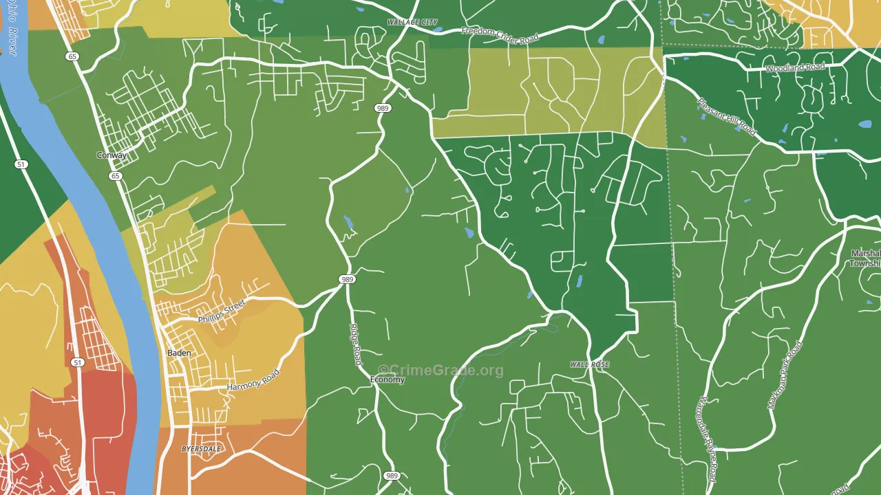 Economy, PA Map of Murder Rates