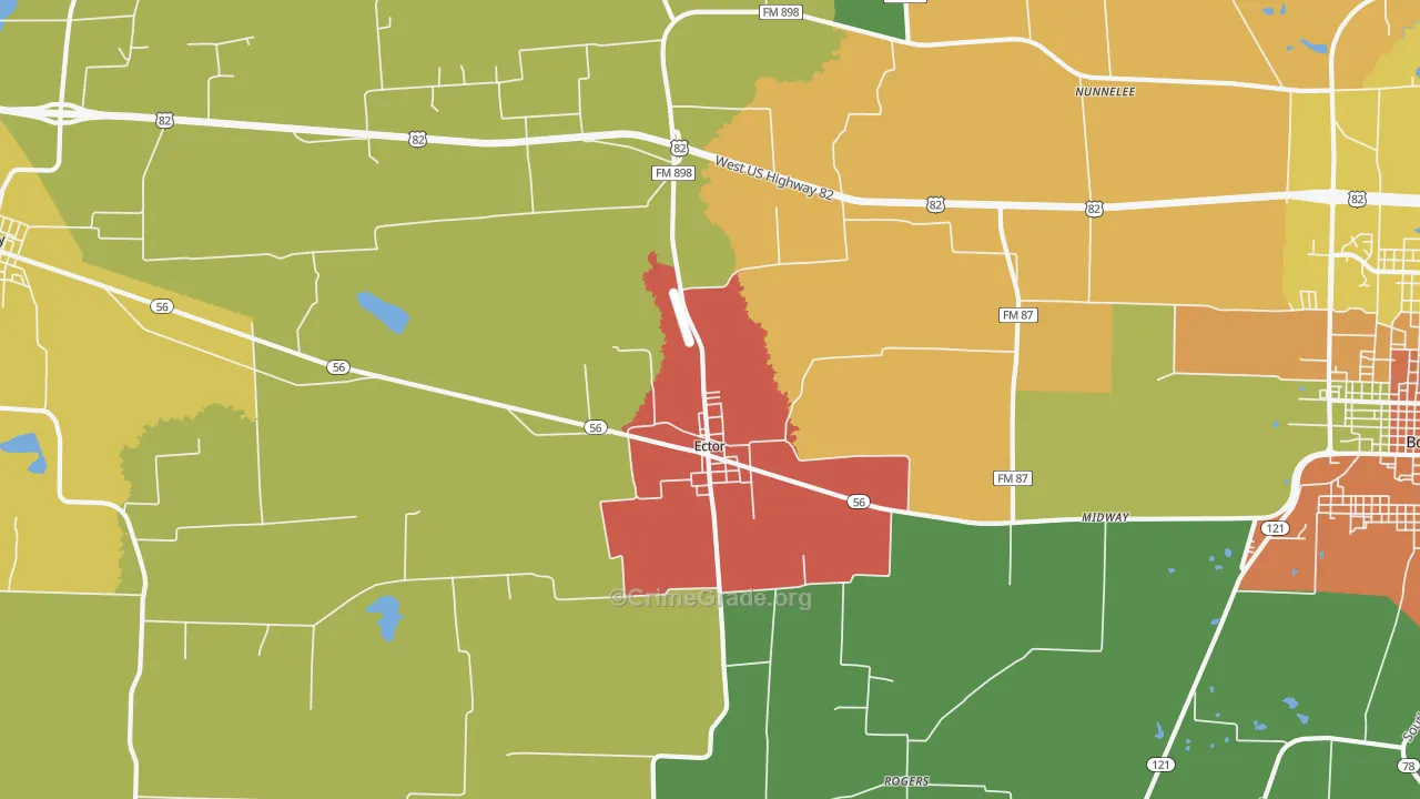 Ector, TX Map of Murder Rates