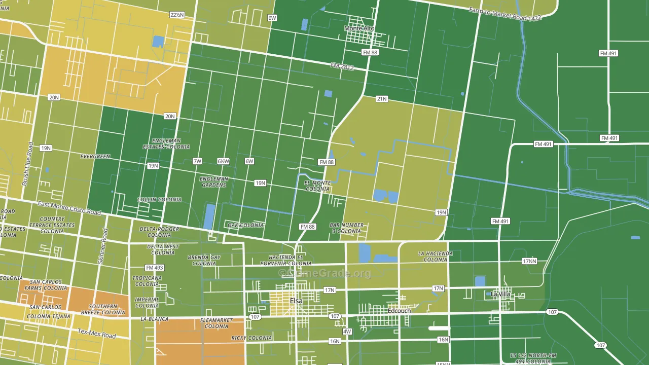 Edcouch, TX Map of Murder Rates