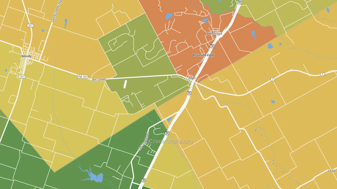 Eddy, TX Map of Murder Rates