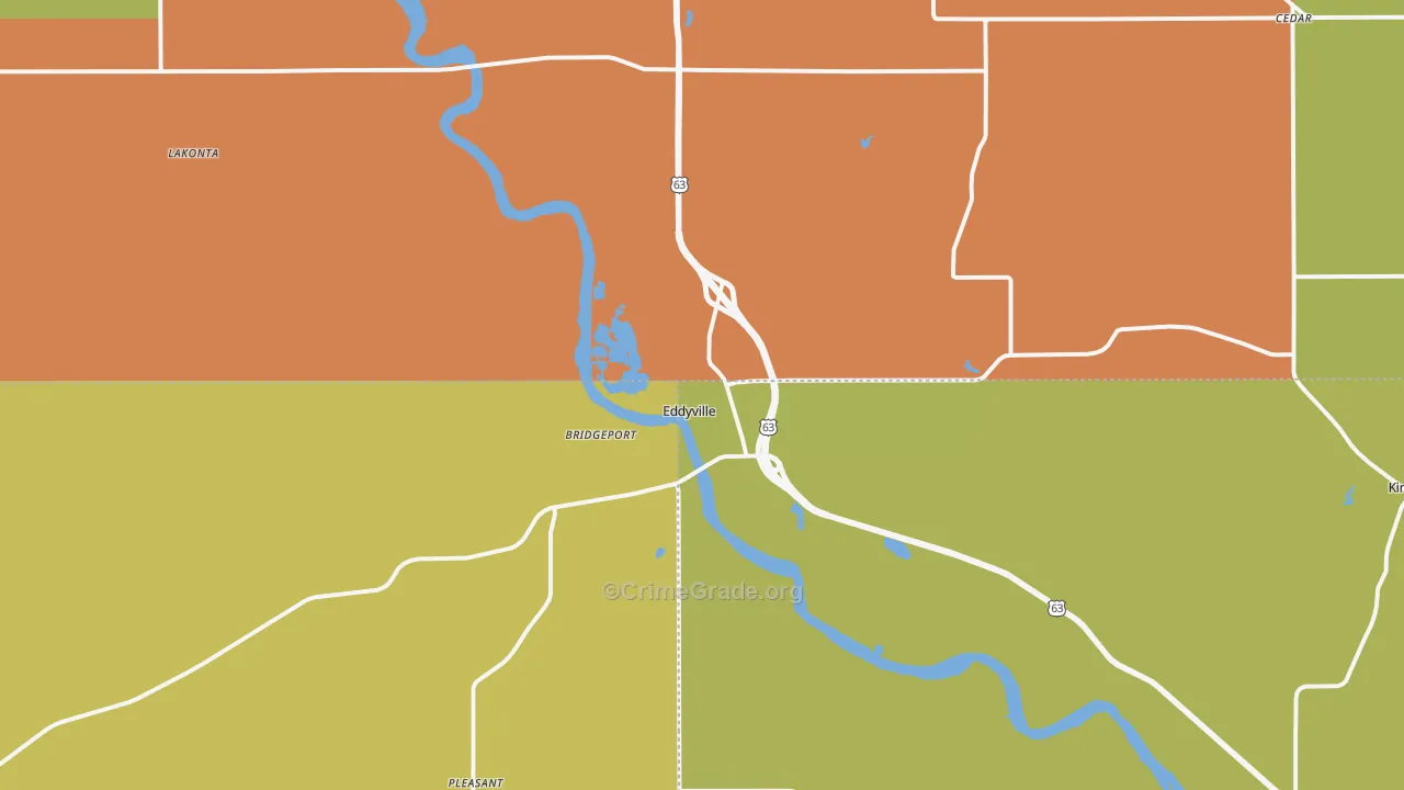 Eddyville, IA Map of Murder Rates