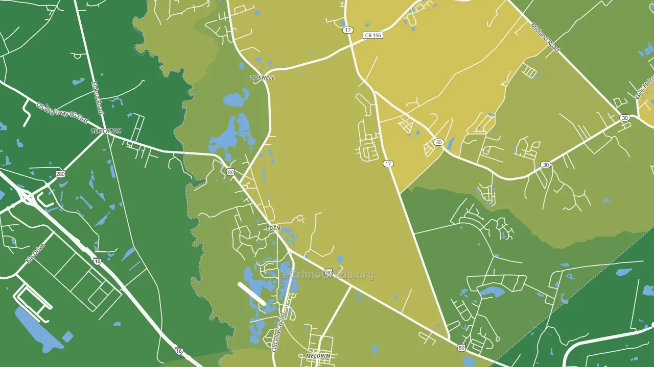 Eden, GA Map of Murder Rates