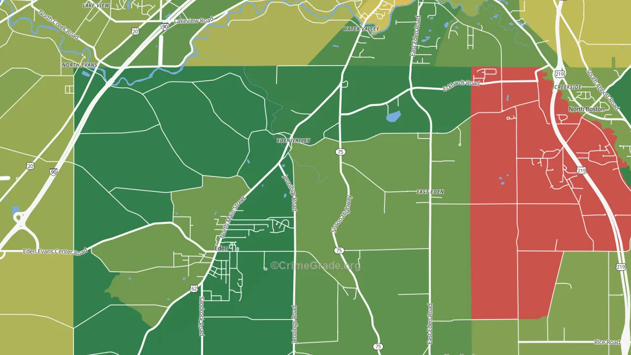 Eden, NY Map of Murder Rates