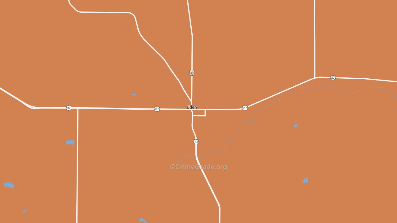 Eden, TX Map of Murder Rates