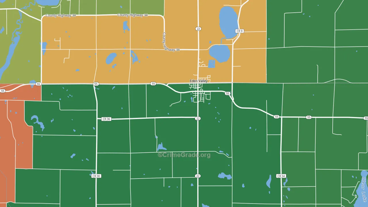 Eden Valley, MN Map of Murder Rates