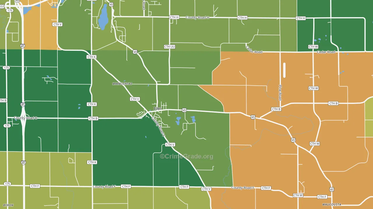 Eden, WI Map of Murder Rates