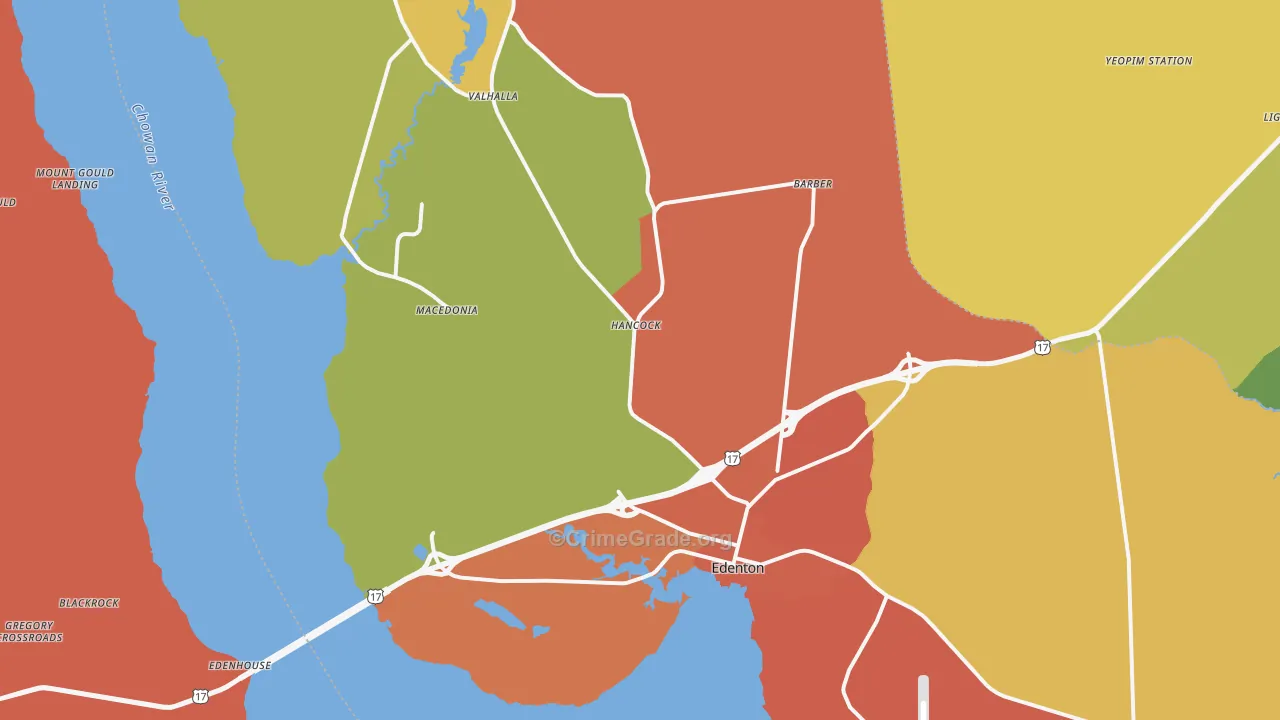 Edenton, NC Map of Murder Rates