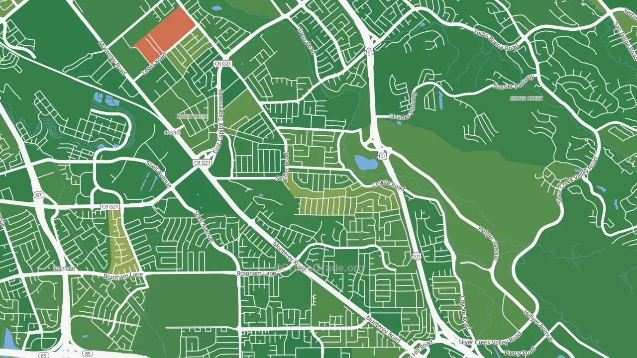 Edenvale-Seven Trees, San Jose, CA Map of Murder Rates