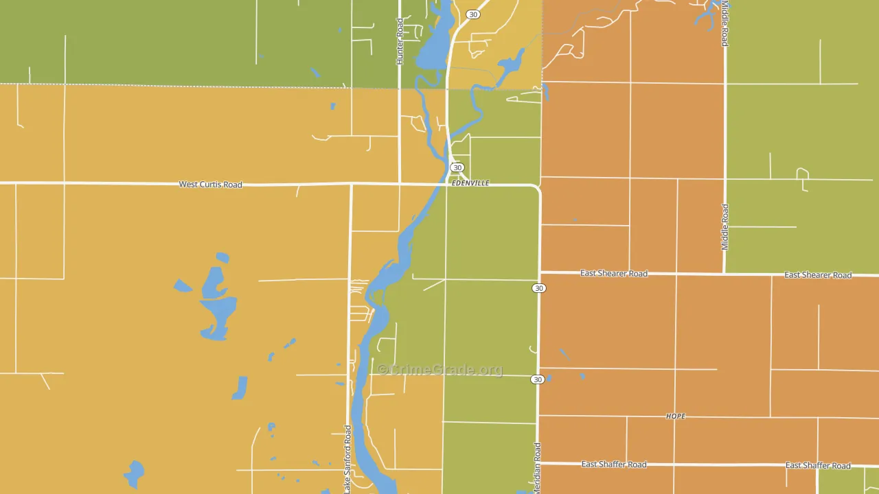 Edenville, MI Map of Murder Rates