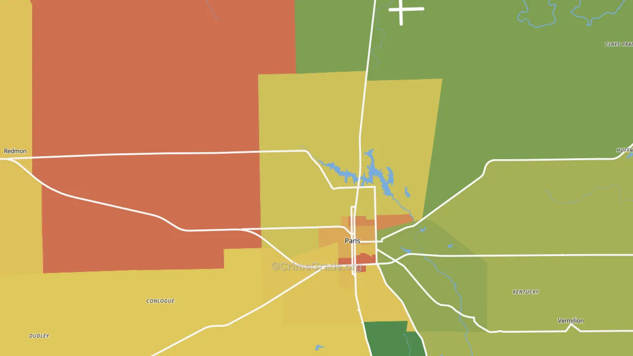 Edgar County, IL Map of Murder Rates