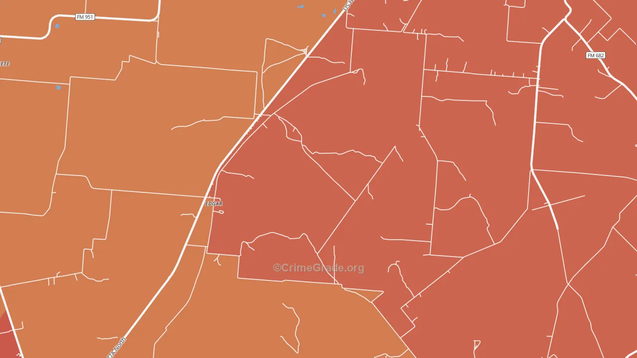 Edgar, TX Map of Murder Rates