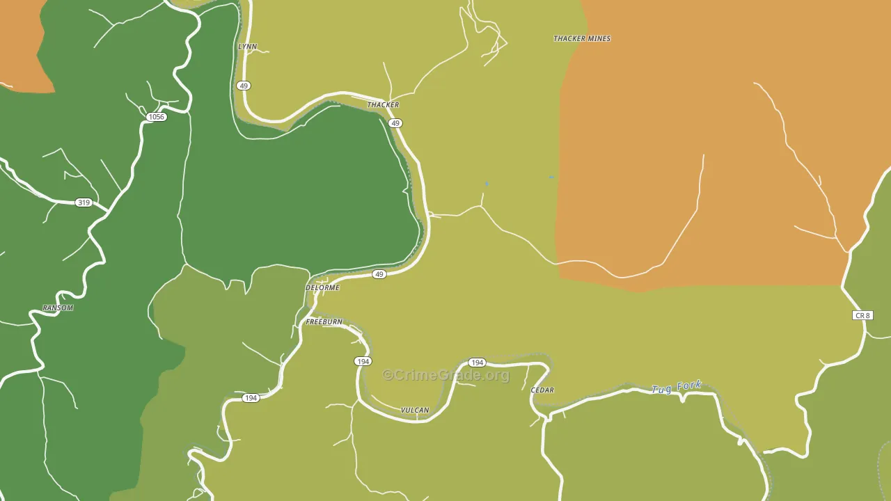 Edgarton, WV Map of Murder Rates