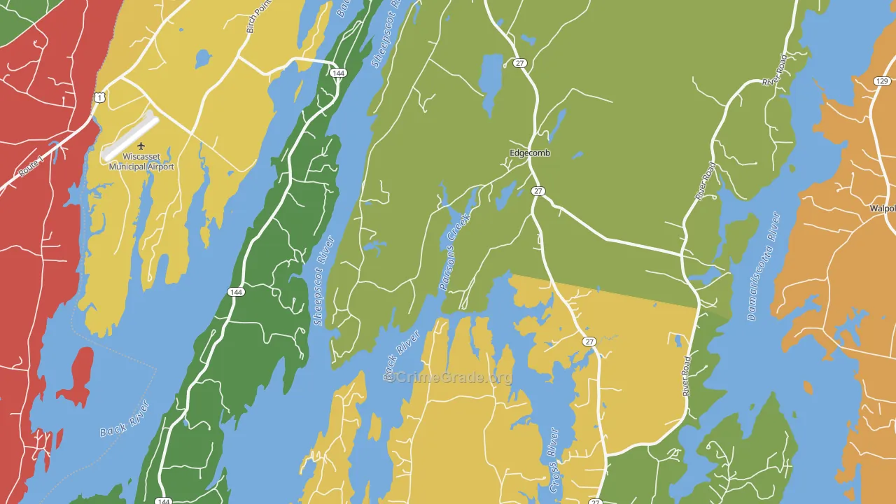 Edgecomb, ME Map of Murder Rates