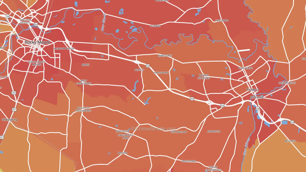 Edgecombe County, NC Map of Murder Rates