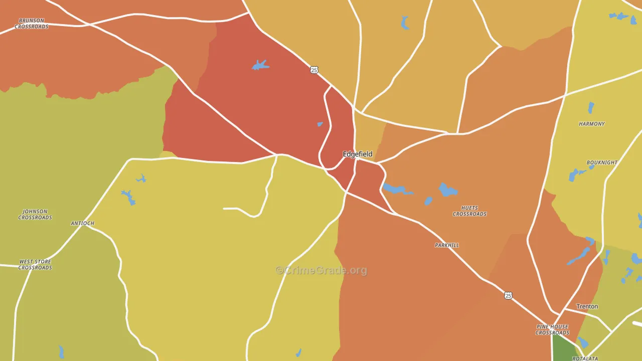 Edgefield, SC Map of Murder Rates