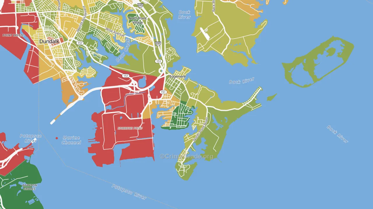 Edgemere, MD Map of Murder Rates