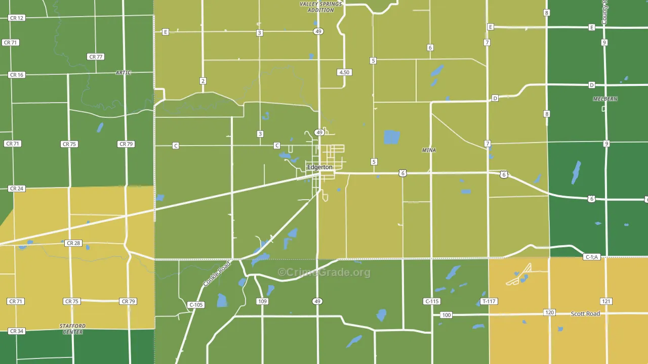 Edgerton, OH Map of Murder Rates