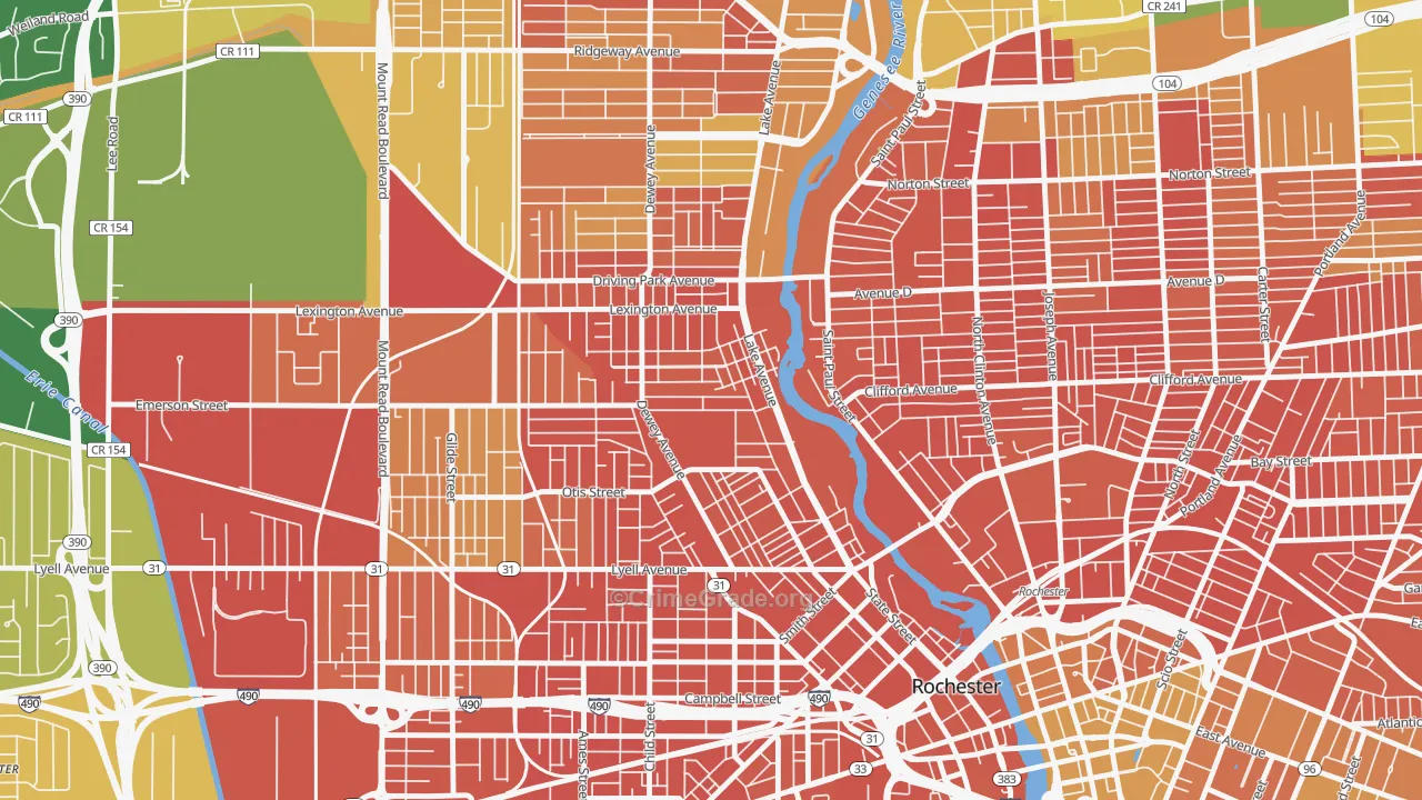 Edgerton, Rochester, NY Map of Murder Rates