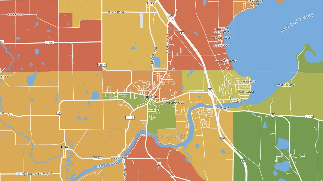 Edgerton, WI Map of Murder Rates