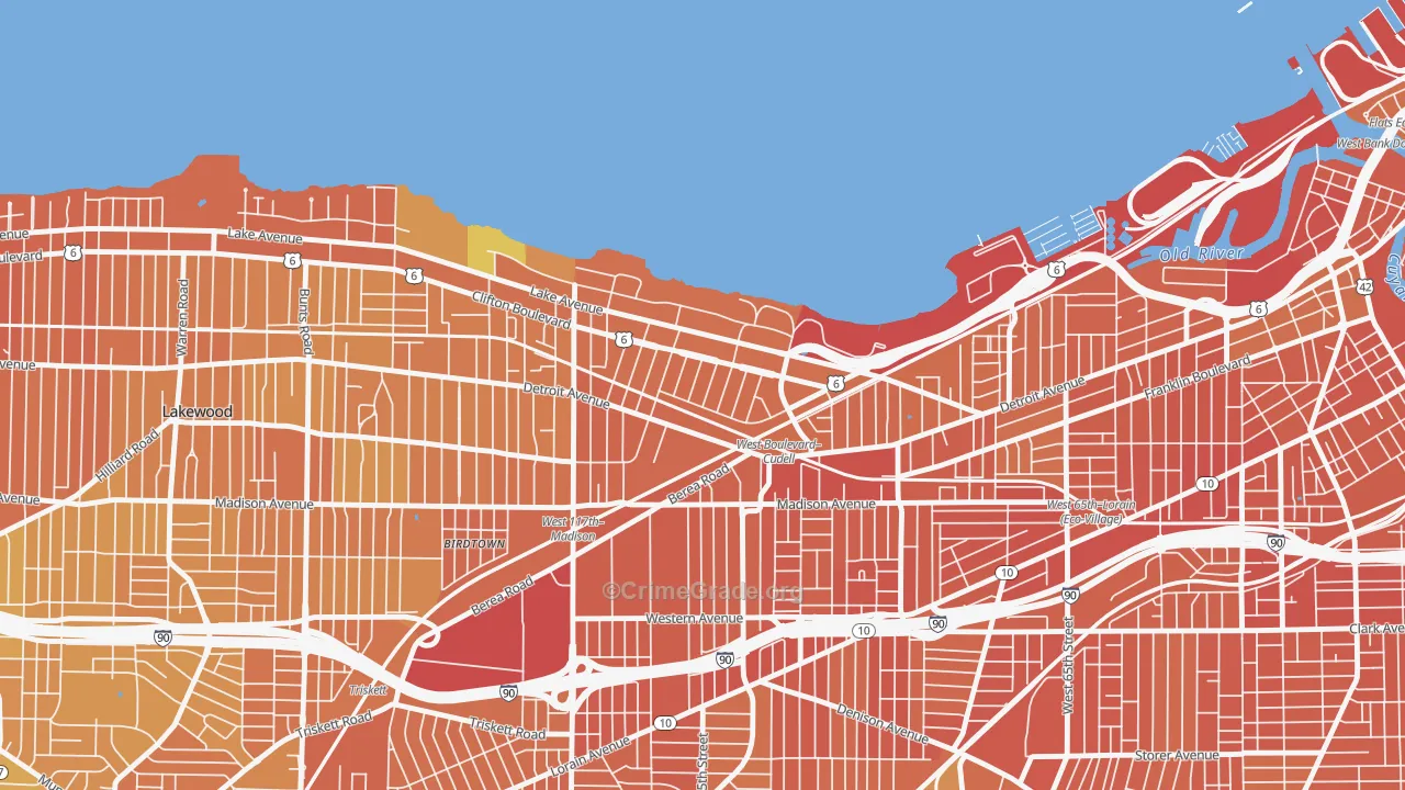 Edgewater, Cleveland, OH Map of Murder Rates