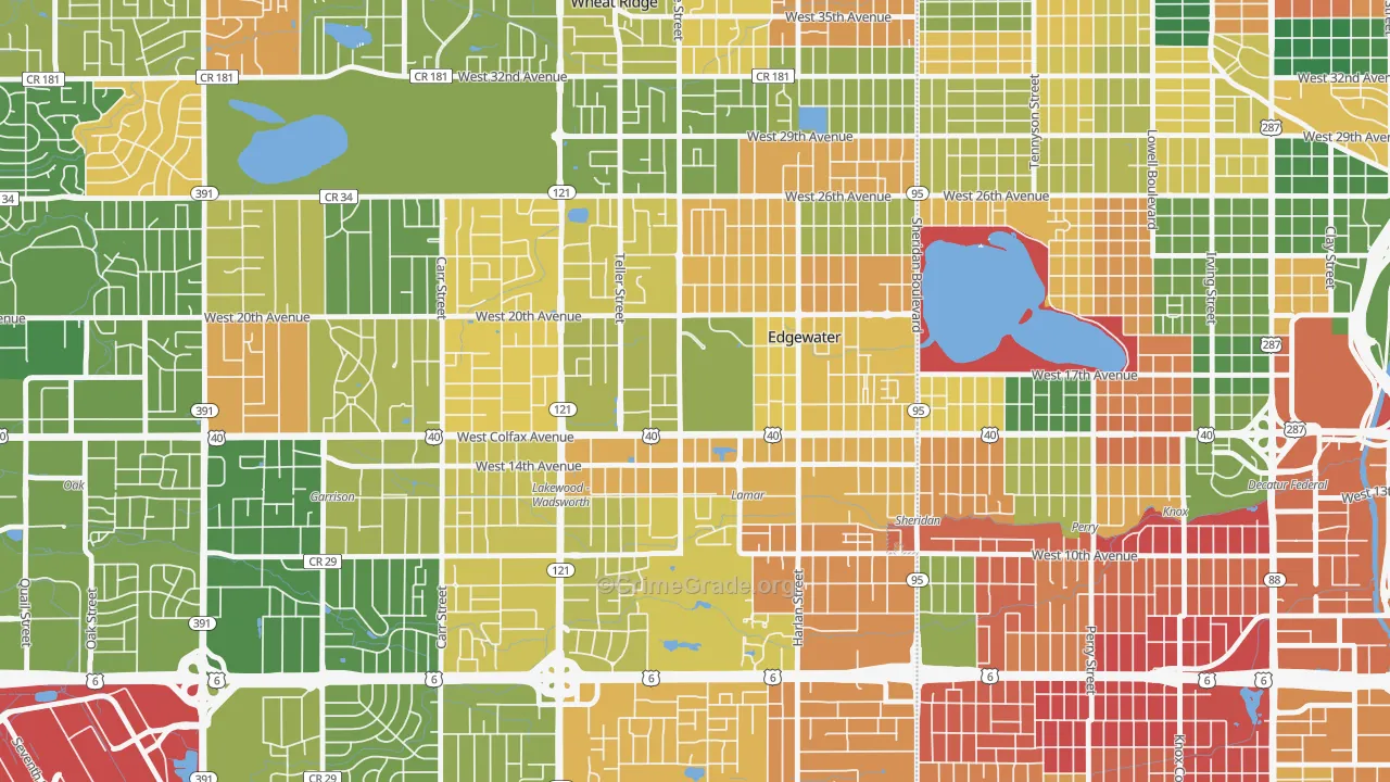 Edgewater, CO Map of Murder Rates