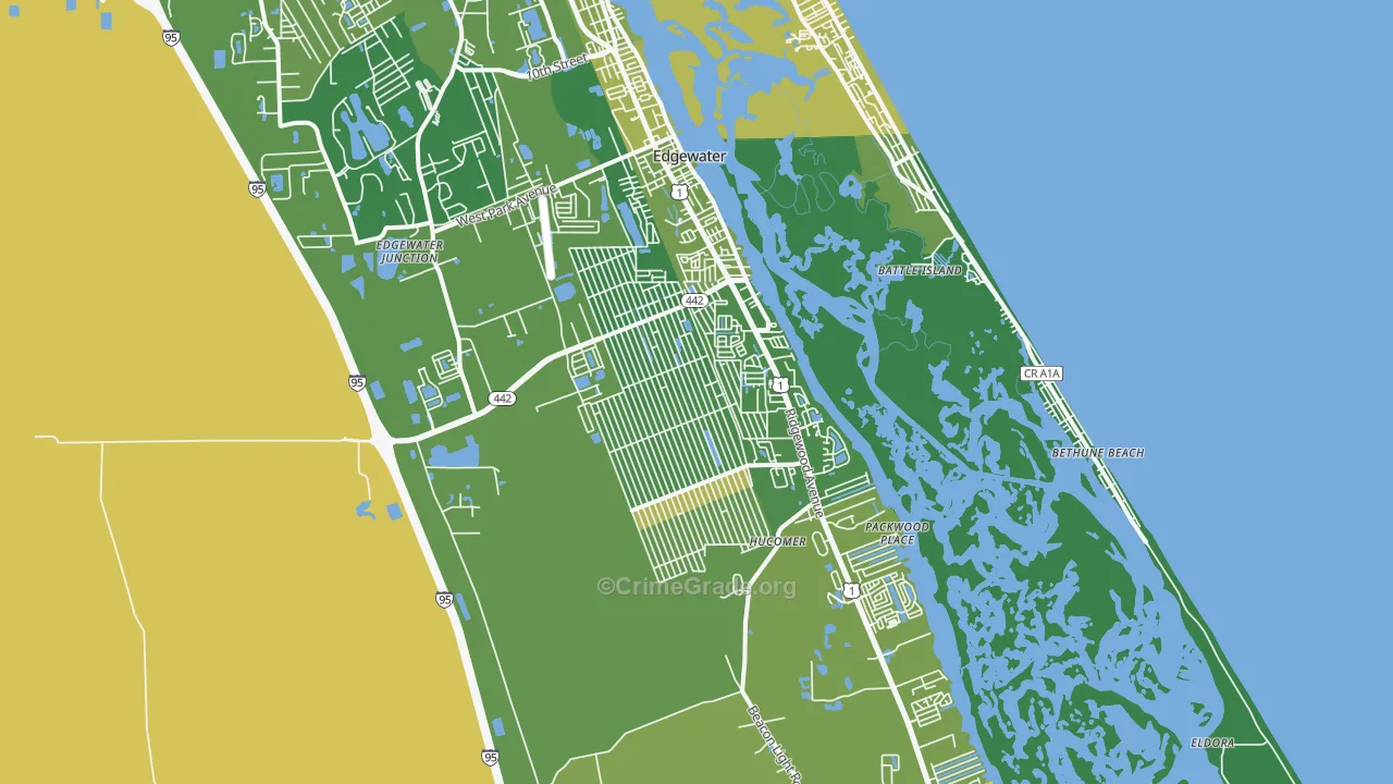 Edgewater, FL Map of Murder Rates