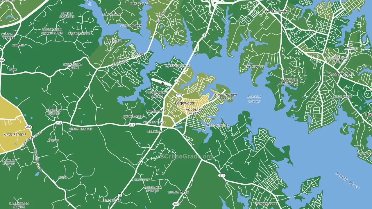 Edgewater, MD Map of Murder Rates