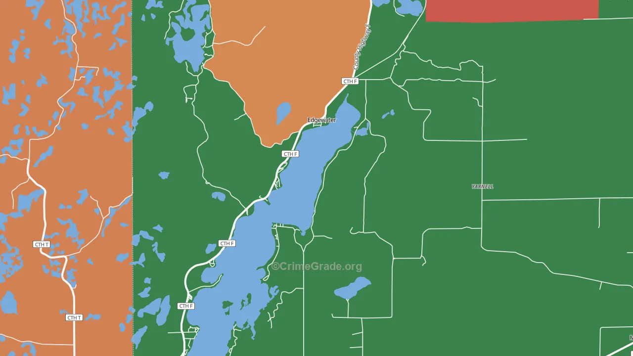 Edgewater, WI Map of Murder Rates