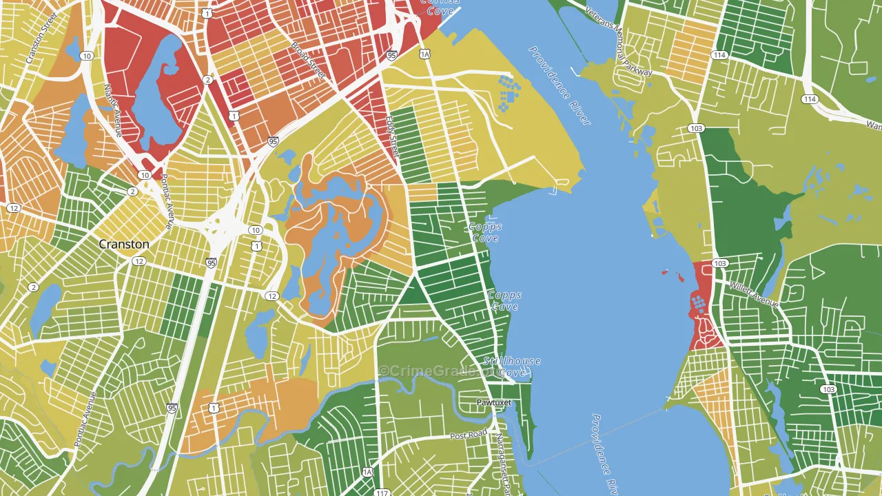 Edgewood, Cranston, RI Map of Murder Rates